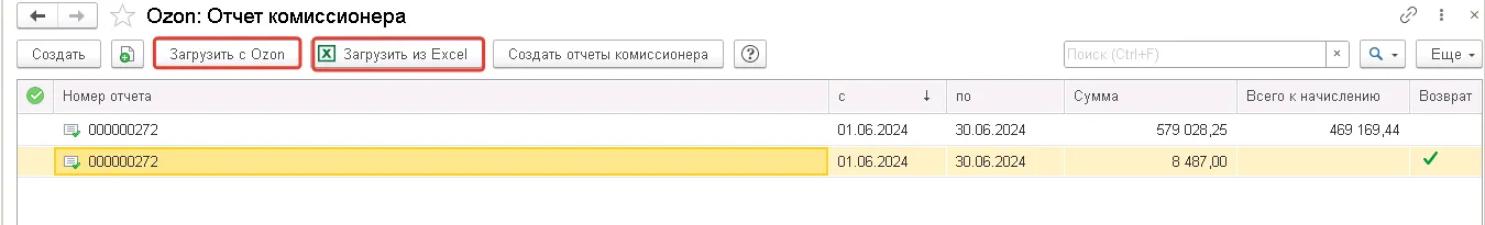 Варианты загрузки отчетов комиссионера
